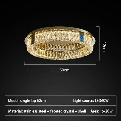 DecorBites™ Crystal LED Ceiling Lamp: Modern Stainless Steel Chandelier for Living Room, Bedroom & Kitchen.