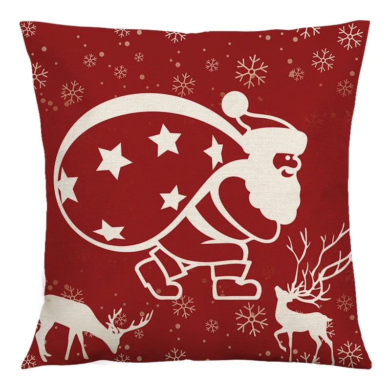 DecorBites™ Christmas Linen Cushion Cover 45x45cm Sofa Home Party Decor