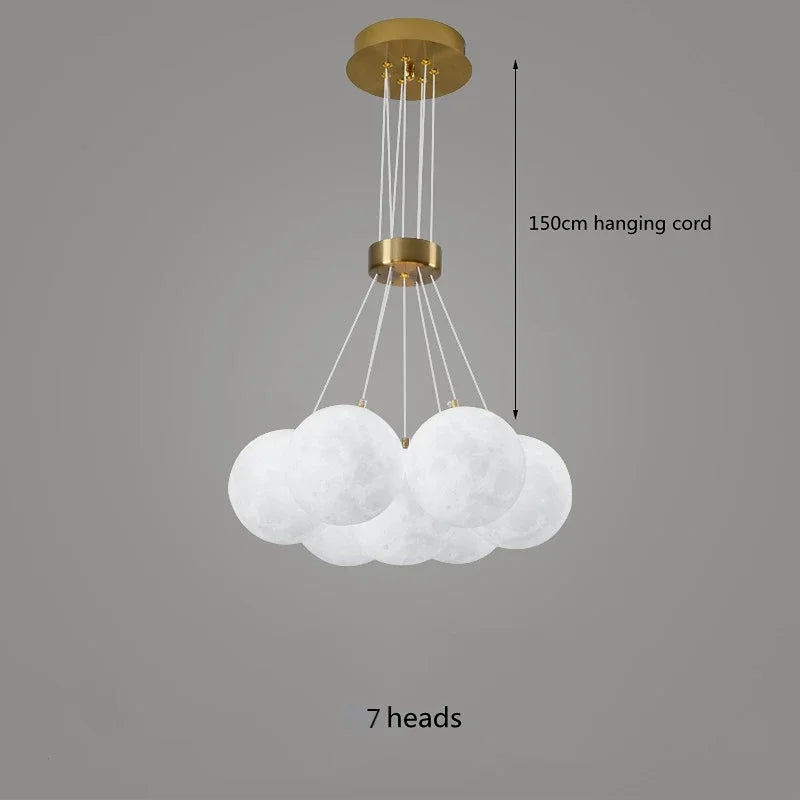 DecorBites™ LED Lunar Ball Ceiling Chandeliers for Home Decor in Living Room and Bedroom