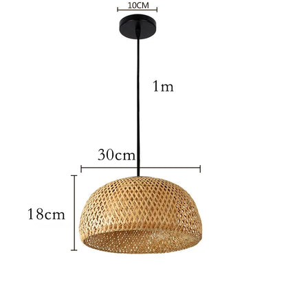 Hand-Knitted Japanese Style Bamboo Weave Pendant Light