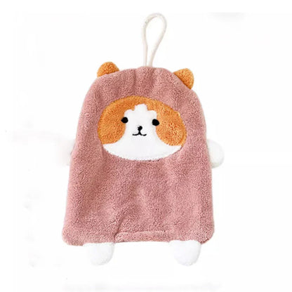 منشفة يد من الألياف الدقيقة بتصميم قطة مرجانية من DecorBites™: إكسسوار لطيف وسريع الجفاف للمطبخ والحمام