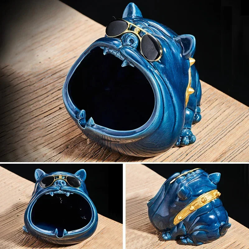 DecorBites™ Bulldog Ceramic Ashtray | Desktop Smoking Accessory | Portable Weed Ash Tray