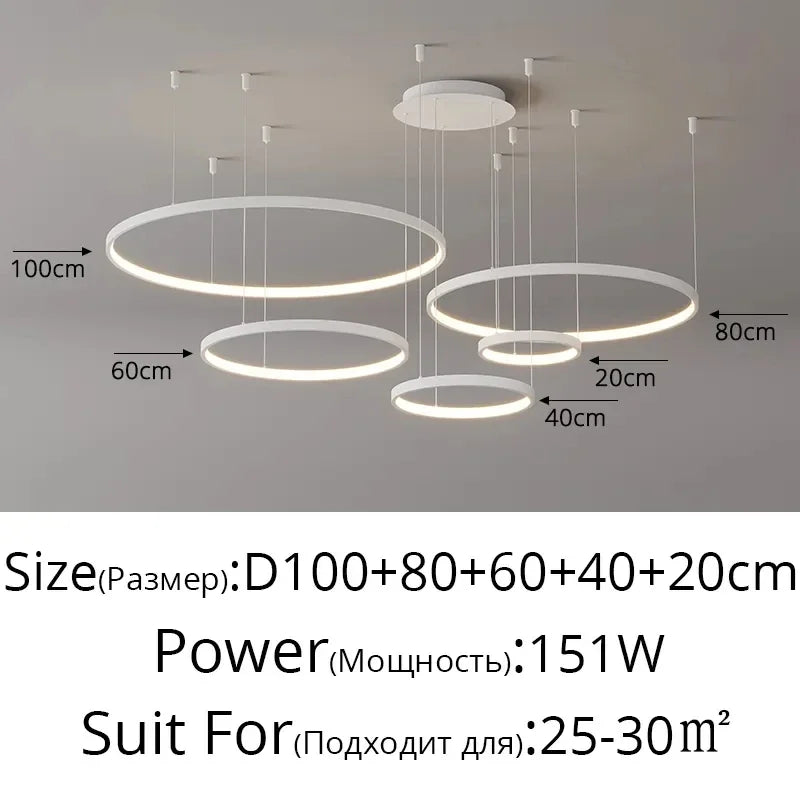 DecorBites™ Acrylic LED Ring Pendant Light Modern Minimalist Art Decor Chandelier