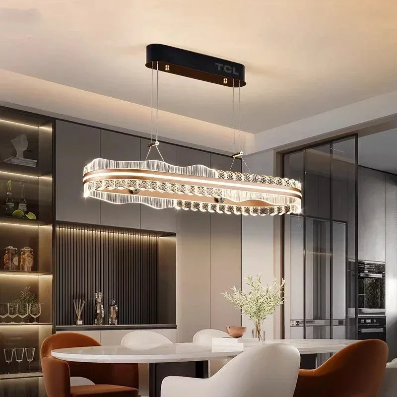 Brushed Gold LED Chandelier 88cm Length