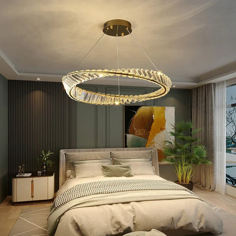 Chandelier de Colgante de Cristal LED Oro Decorbites™ para Iluminación y Decoración de Lujo en Sala de Estar y Comedor