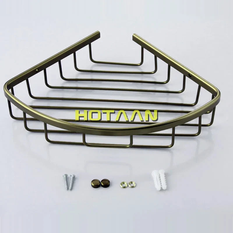 DecorBites™ Aluminum Antique Finish Shower Basket Holder Shelf, Single Layer