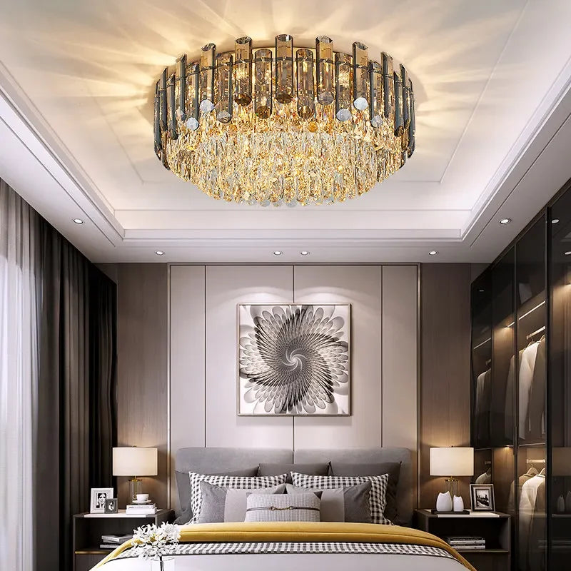 DecorBites™ Gold Crystal Chandelier for Living Room Luxury Lighting Fixture