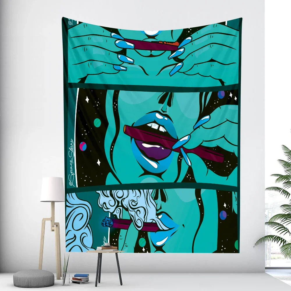 ديكور بايتس™ - نسيج جداري مُزين ببطاقات التاروت، بتصميم امرأة تجريدية، لديكور غرفة بوهو