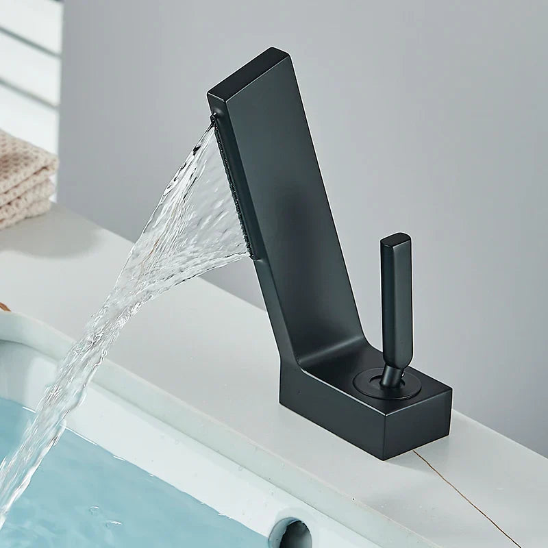DecorBites™ Brass Waterfall Basin Faucet Hot/Cold Mixer Taps Single Handle Bathroom Sink