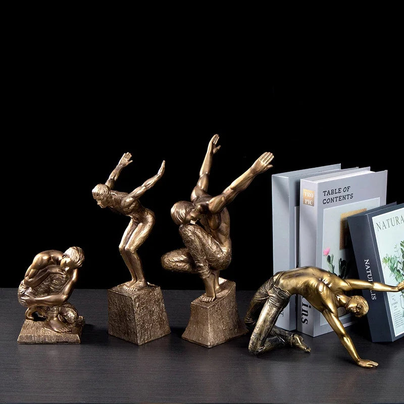 DecorBites™ Golden Thinker Bodybuilder Resin Sculpture for Desk Decor and Room Aesthetics