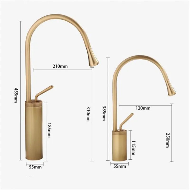 صنبور حوض حمام من نحاس عتيق من DecorBites™، خلاط حوض أسود ساخن وبارد، رافعة مياه للمطبخ