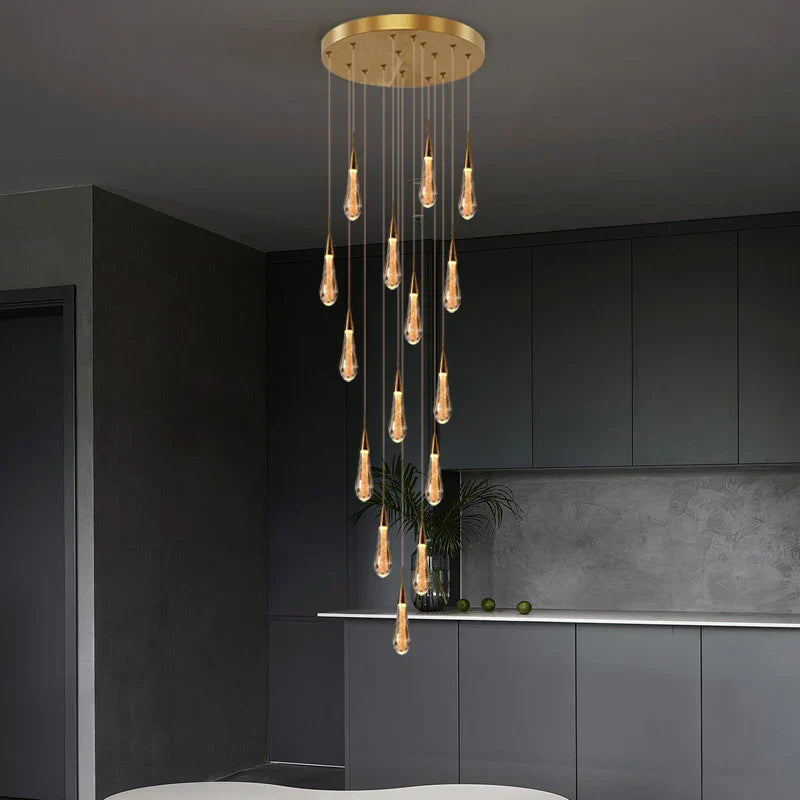 Gold Modern Crystal Chandelier 26-Light Dining