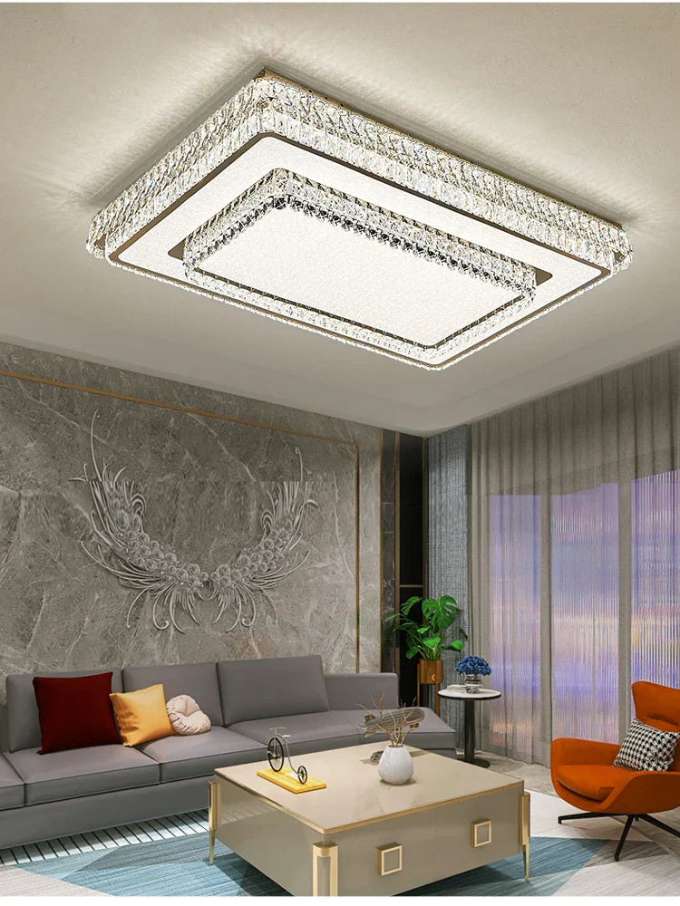 DecorBites™ Crystal LED Ceiling Lamp 2024: Luxury Minimalist Bedroom Lights