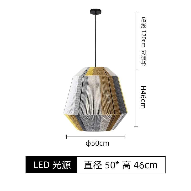 DecorBites™ Japanese Hemp Rope Pendant Lights for Zen Art Living Room Decor