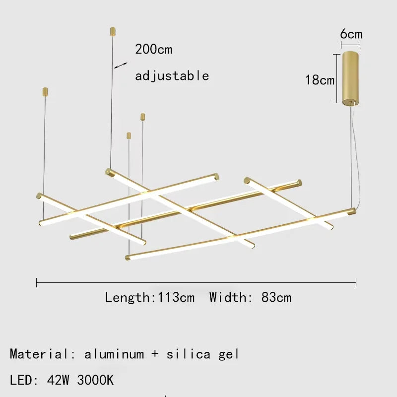 Lámpara de techo lineal LED DecorBites™ de diseño italiano, lámpara de comedor de lujo