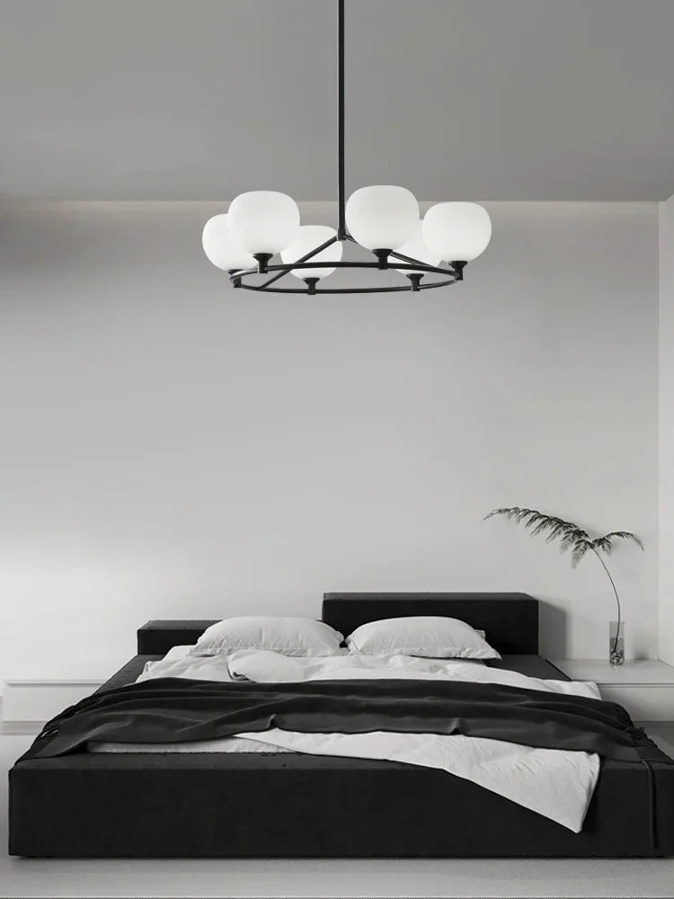 Lámpara de araña con pantalla de cristal DecorBites™ y luces colgantes de cobre para comedor o dormitorio