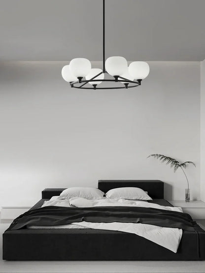 Lámpara de araña con pantalla de cristal DecorBites™ y luces colgantes de cobre para comedor o dormitorio