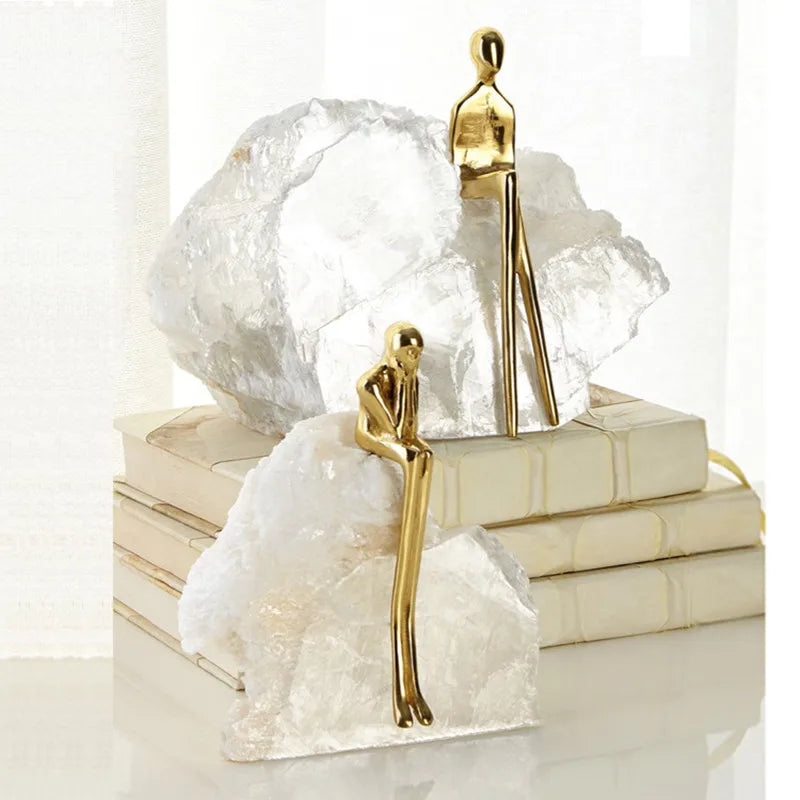 DecorBites™ Golden Man Crystal Mountain Sculpture Home Decor Handcraft