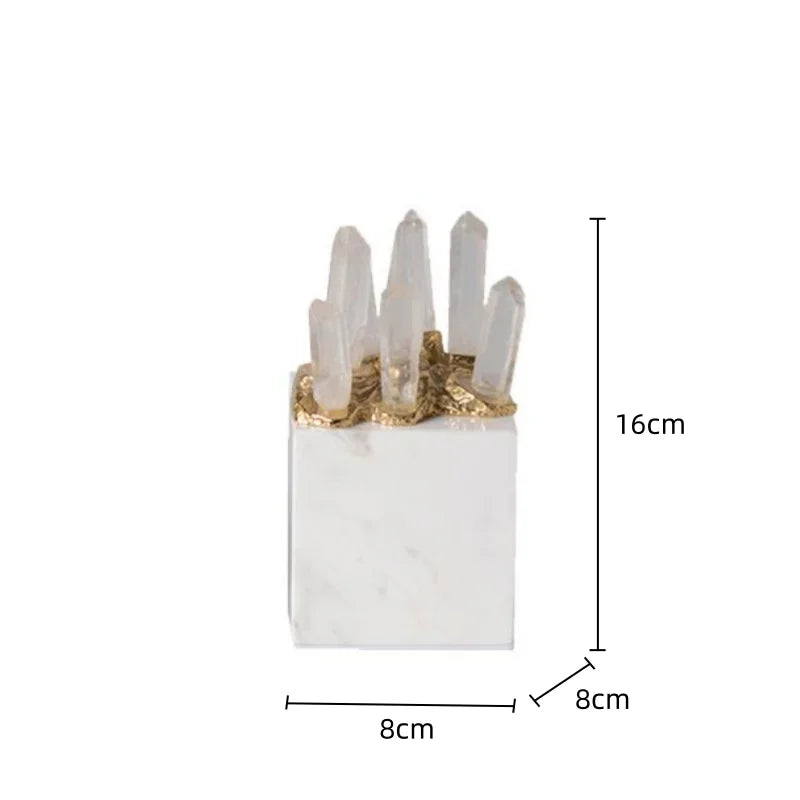 DecorBites™ Crystal Stone Marble Ornament | Clear Natural Decorative Figurines for Home Decor