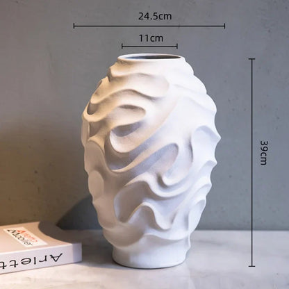 مزهرية خزفية حلزونية هندسية من DecorBites™، أصيص زهور، طبق فاكهة، إكسسوارات ديكور منزلي