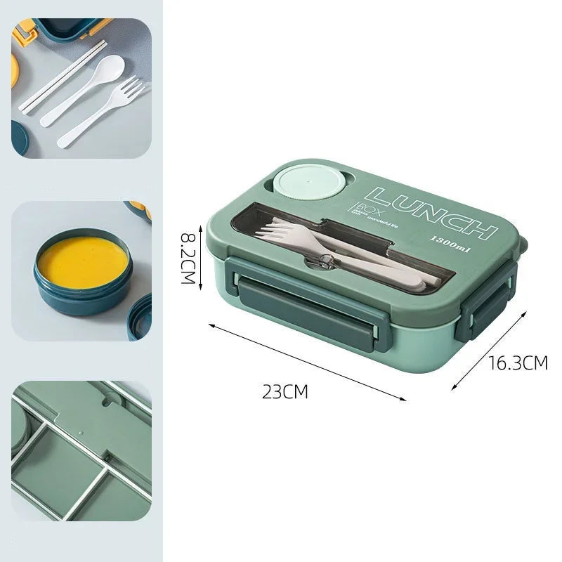 DecorBites™ Kids' 1300ML Lunch Box Set with Utensils – Microwave Safe Bento Container