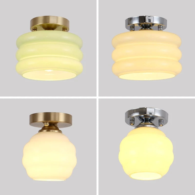 Lámpara de techo LED DecorBites™ de hierro y cristal color crema - Luminarias modernas para interiores