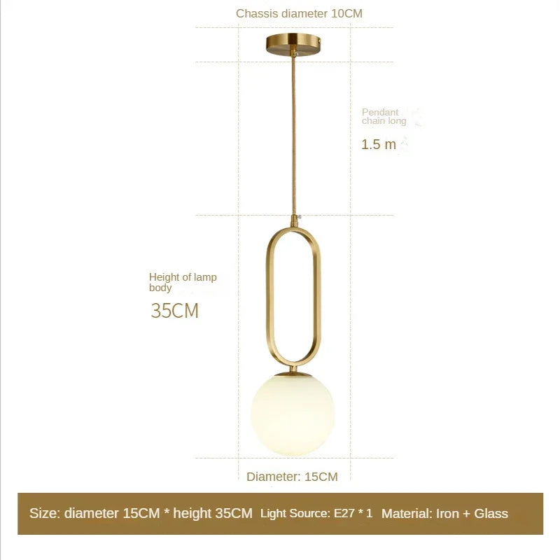 DecorBites™ Golden Glass Ball Pendant Lights - Modern Luminaire for Bedroom, Kitchen & Decor