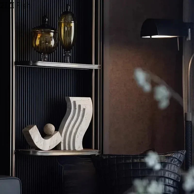 ديكور بايتس™ - زخارف حجرية هندسية - ديكور مكتب - عمل فني حديث - تمثال - ديكور غرفة