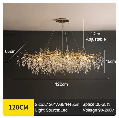 DecorBites™ Golden Branch Ceiling Chandelier with Crystal LED - Luxury Modern Design for Living Room