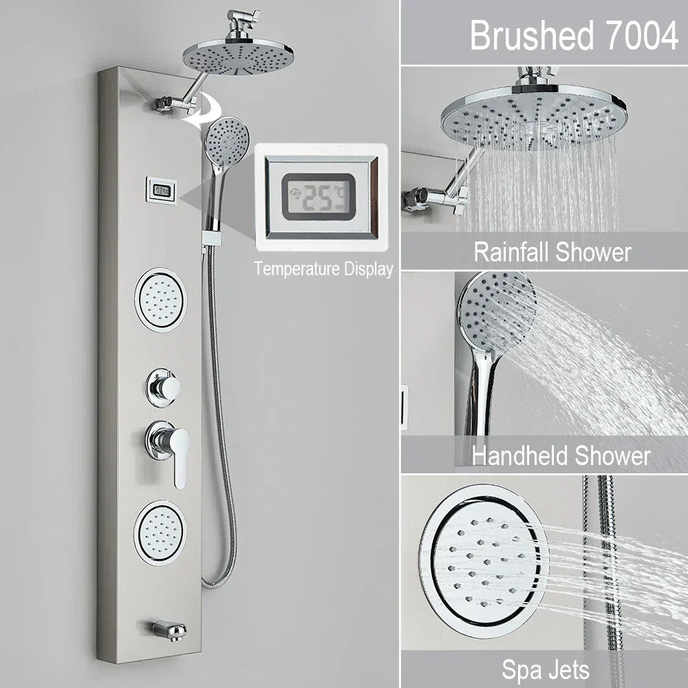 DecorBites™ Rainfall Shower Panel with Storage Rack and Massage Jets