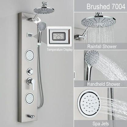 DecorBites™ Rainfall Shower Panel with Storage Rack and Massage Jets