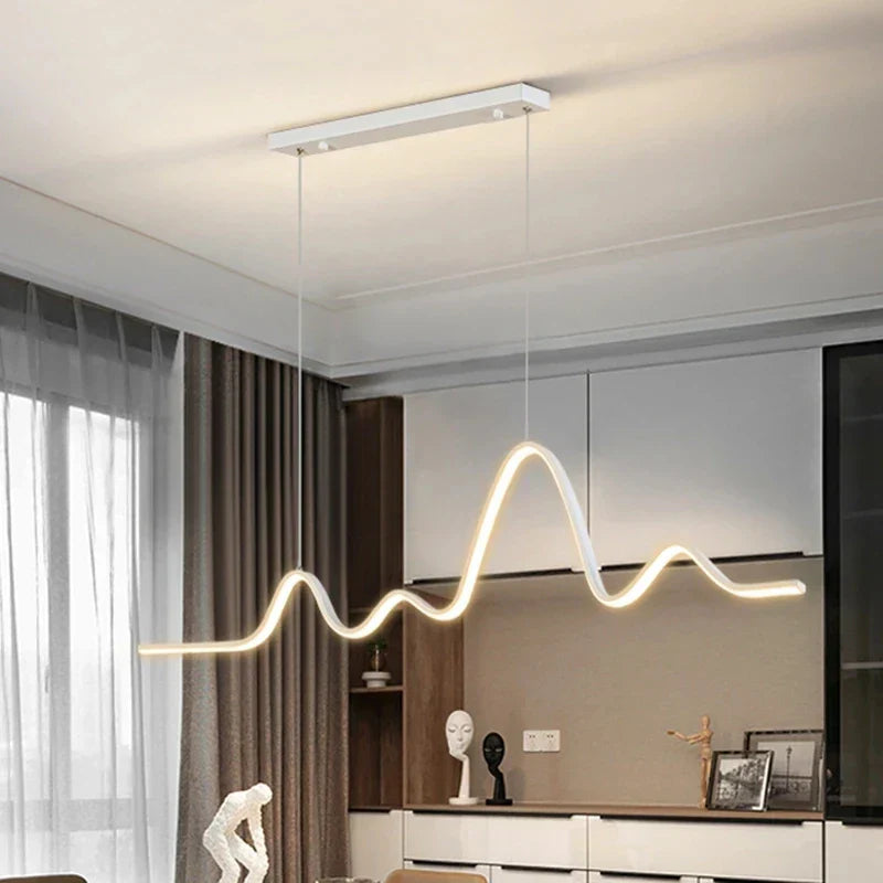 Lámpara de techo de aluminio LED Decorbites™ moderna de onda lineal para isla de cocina