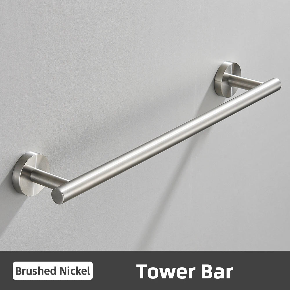 DecorBites™ Brushed Gold Bathroom Accessories Set: Towel Rail, Paper Holder, Hook, Stainless Steel