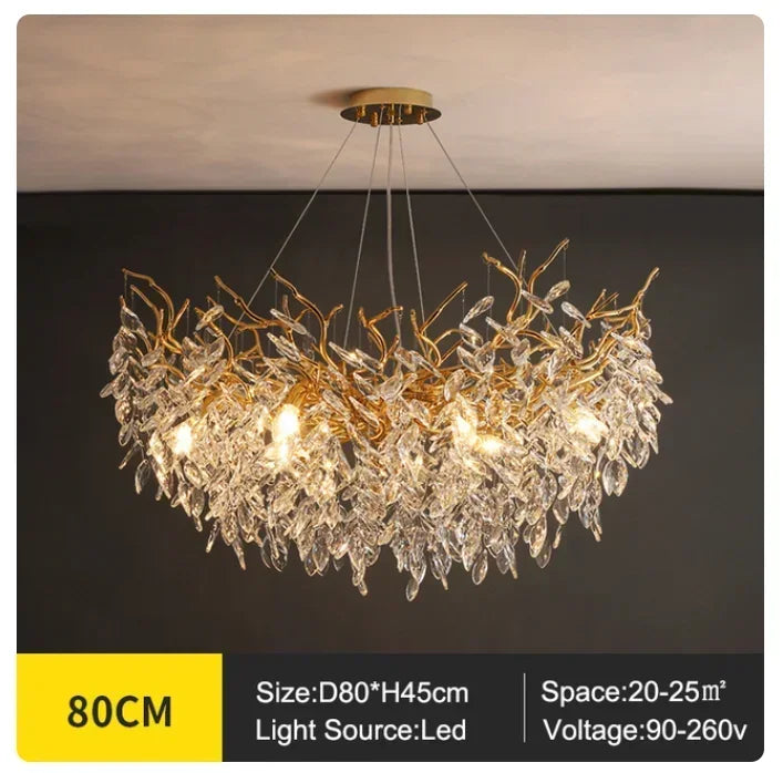 DecorBites™ Golden Branch Ceiling Chandelier with Crystal LED - Luxury Modern Design for Living Room