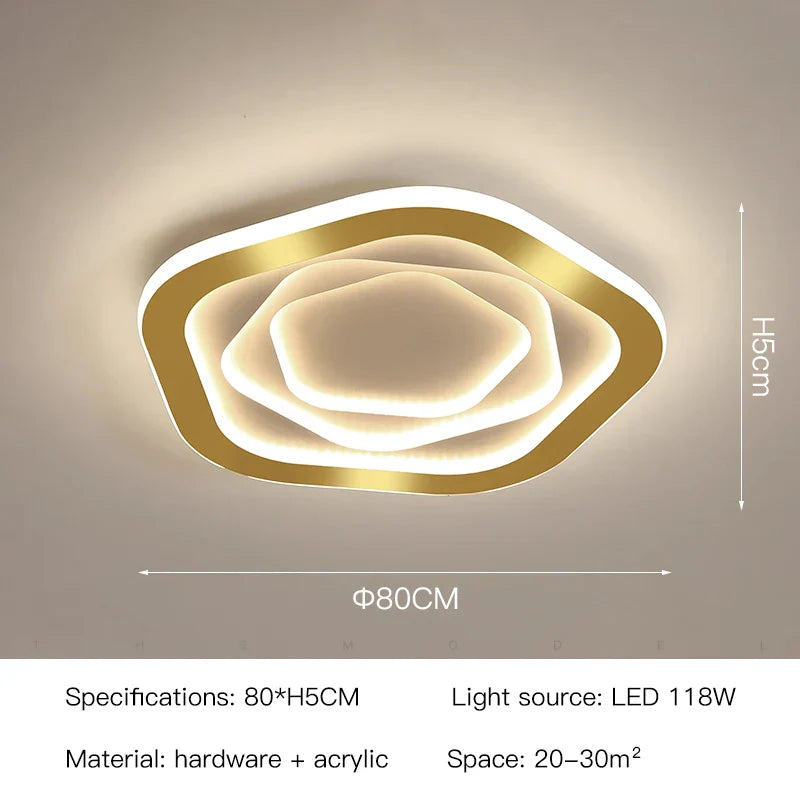 DecorBites™ Gold Luxury LED Ceiling Chandelier for Modern Living Rooms, Bedrooms, and Kitchens