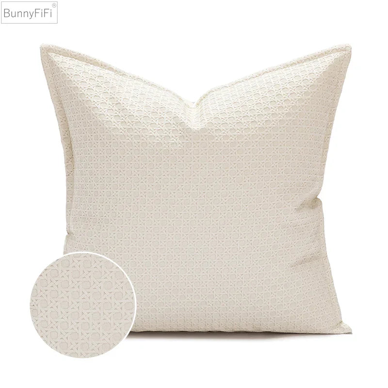 DecorBites™ Brown Beige Faux Leather Cushion Cover 45x45cm for Home Sofa Living Room