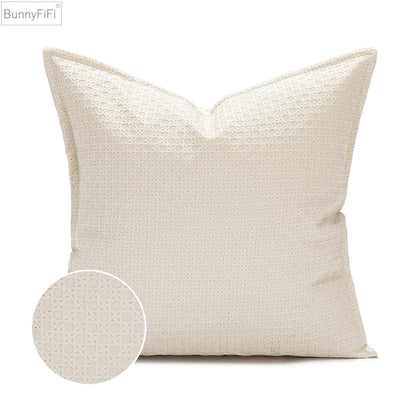 DecorBites™ Brown Beige Faux Leather Cushion Cover 45x45cm for Home Sofa Living Room