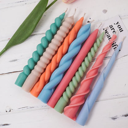 New Long Spiral Taper Candle Mold DIY Twisted Long Rod Wax Stick Silicone Mold Home Decor Tool Geometry Candles Making Supplies