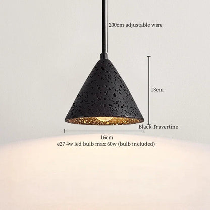 DecorBites™ LED Pendant Lights Black Travertine Table Hanging Lamp for Bedroom Living Dining Room