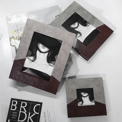 DecorBites™ Leather Splice Desktop Photo Frame - Home Decor & Display Accessory