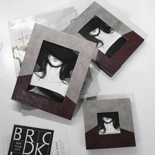 DecorBites™ Leather Splice Desktop Photo Frame - Home Decor & Display Accessory