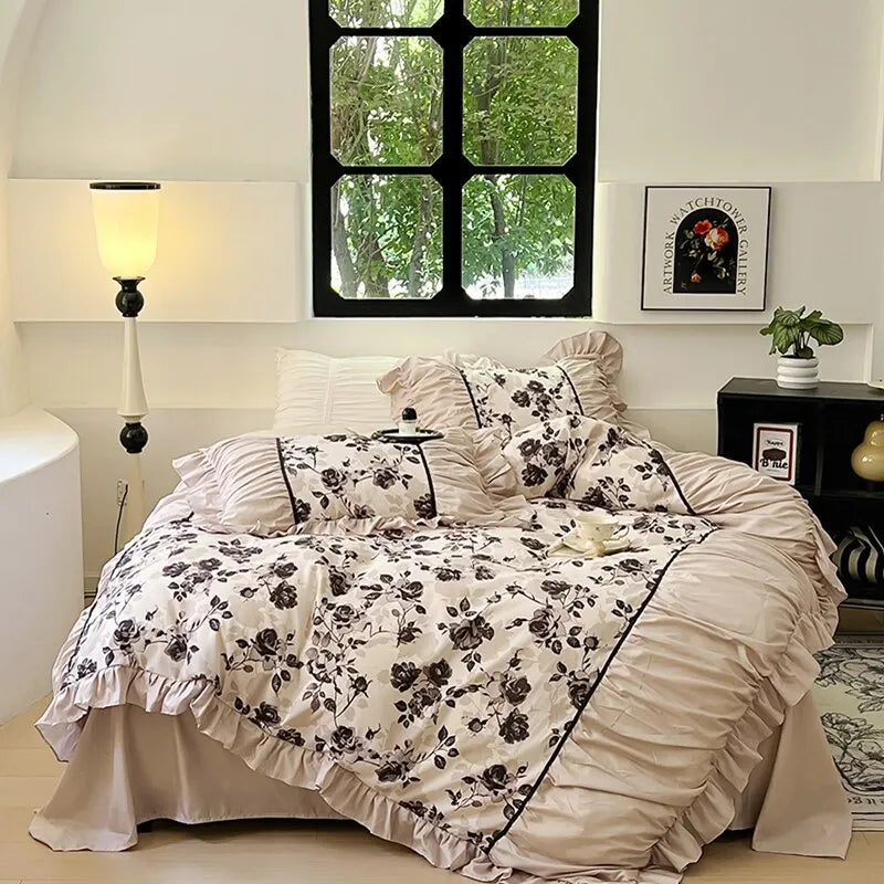 DecorBites™ Lace Printed Duvet Cover Set - Elegant, Cozy Bedding for Single & Double Beds