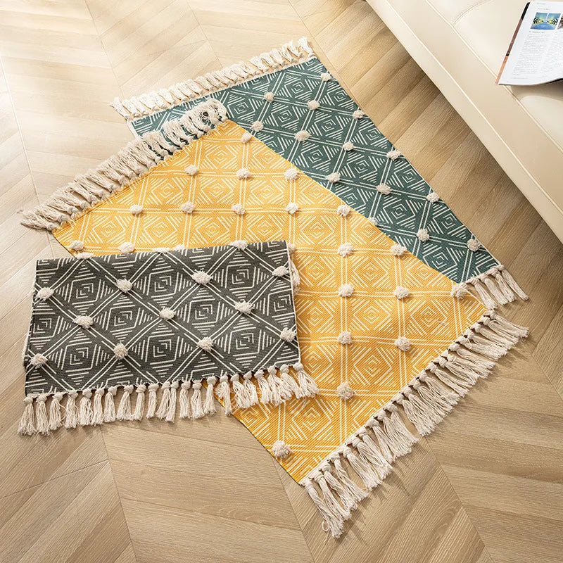 DecorBites™ Handmade Nordic 3D Tassel Floor Mat - Yellow 60*90cm