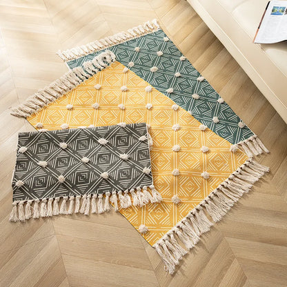 DecorBites™ Handmade Nordic 3D Tassel Floor Mat - Yellow 60*90cm