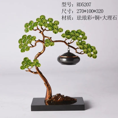 DecorBites™ Enamel Pine Ornaments: Wealth-Attracting Chinese Style Home Decor & Housewarming Gift