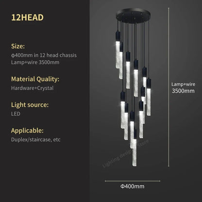 Lámpara colgante tipo araña DecorBites™ Crystal Bubble - Accesorio moderno para escaleras