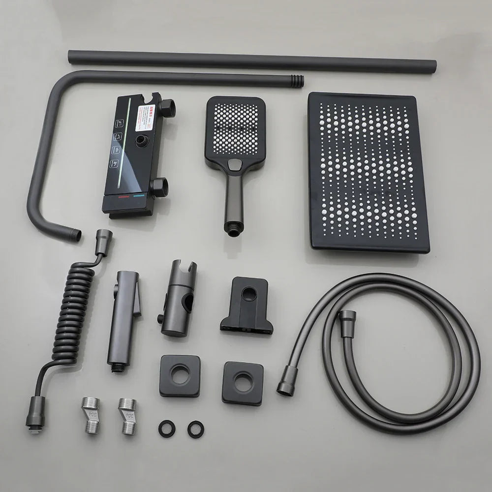 DecorBites™ LED Rain Shower Set with Digital Display & Bidet Mixer Faucet