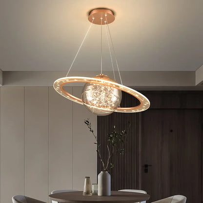 DecorBites™ Golden Acrylic LED Chandelier for Luxury Interior Lighting