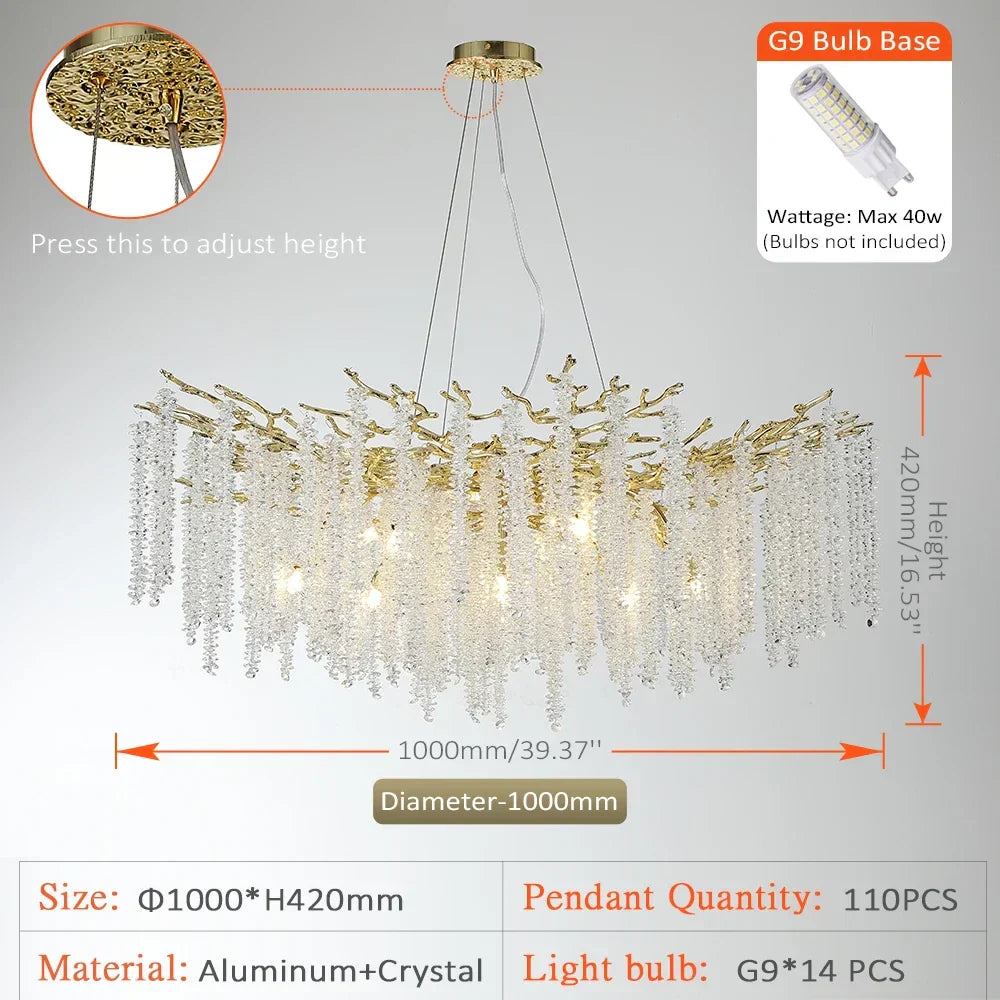 DecorBites™ Crystal Tassel Chandelier Luxury Pendant for Home, Living Room, Dining Room, Hotel Hall
