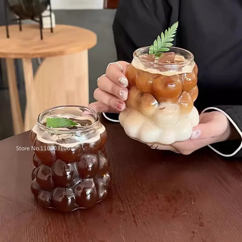 DecorBites™ Heat-Resistant Grape Glass Cup Set: Transparent Drinking Cups for Coffee, Tea, Juice & Beer